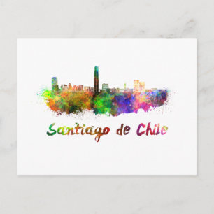 Santiago de Chile skyline in watercolor Postcard