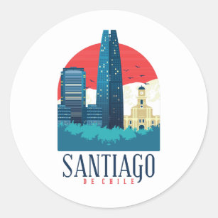 Santiago de Chile Vintage Skyline Classic Round Sticker