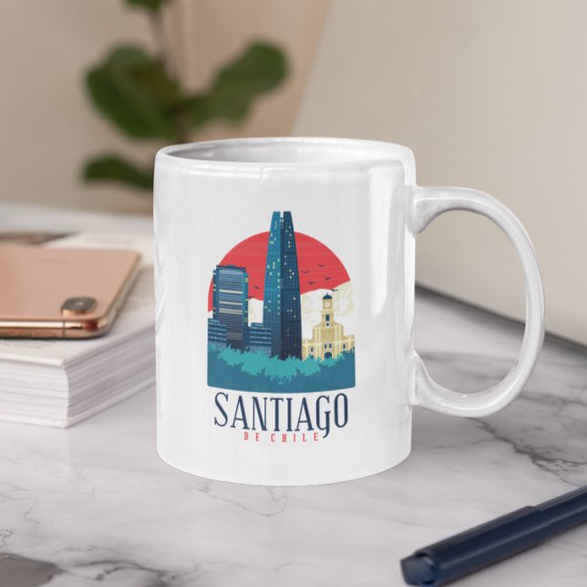 Santiago de Chile Vintage Skyline Coffee Mug (santiago de chile retro vintage travel mug)