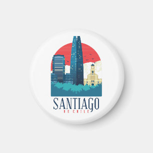 Santiago de Chile Vintage Skyline Magnet