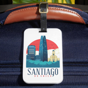 Santiago de Chile Vintage Skyline Photo  Luggage Tag