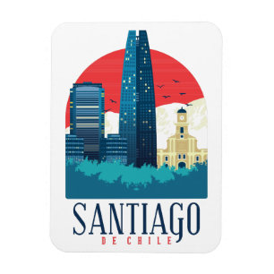 Santiago de Chile Vintage Skyline Photo Magnet