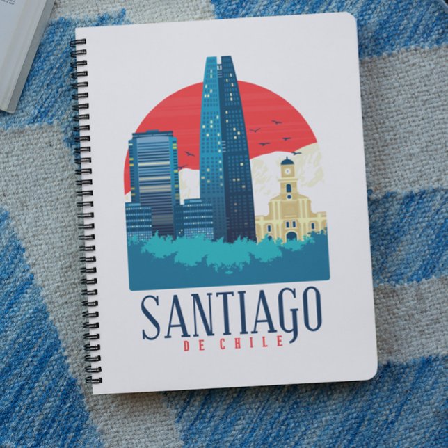 Santiago de Chile Vintage Skyline Photo  Notebook (Minimalist Santiago de Chile Travel Vintage Skyline Notebook)