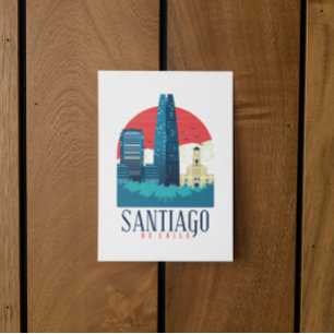 Santiago de Chile Vintage Skyline Postcard