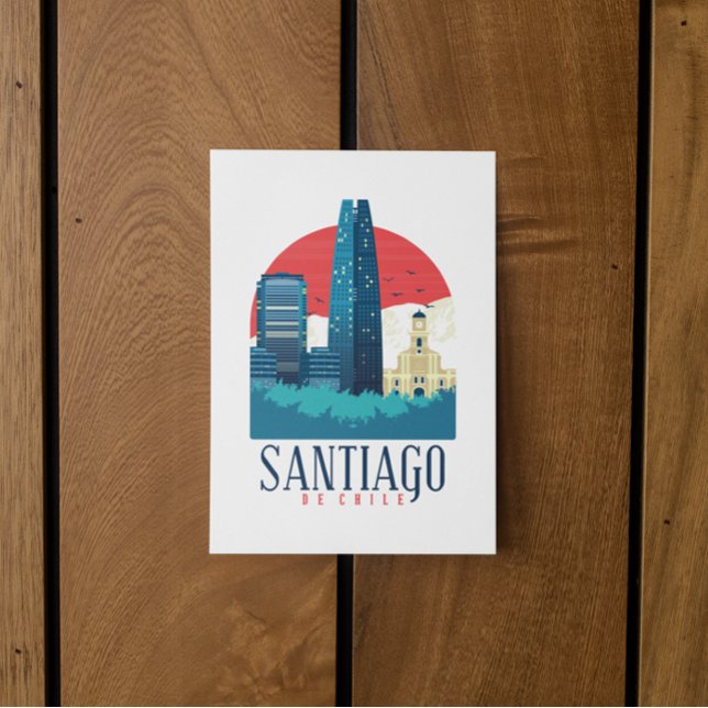 Santiago de Chile Vintage Skyline  Postcard (Santiago de Chile Vintage Skyline Postcard)