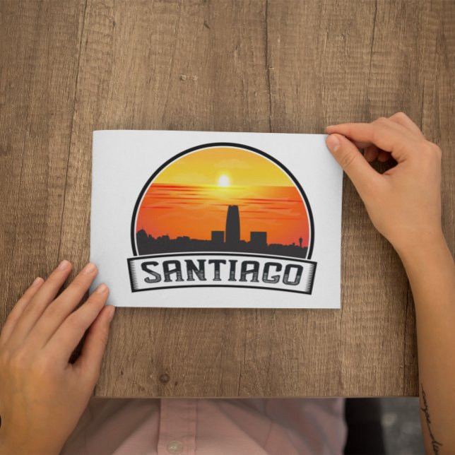 Santiago de Chile VIntage Skyline Sunset Postcard (santiago de chile postcard)