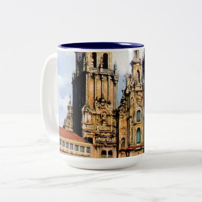 Santiago de Compostela Cathedral Two-Tone Coffee Mug (Front Left)