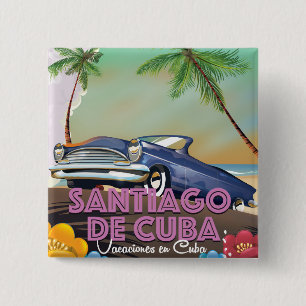 Santiago de Cuba - Cuban travel poster 15 Cm Square Badge