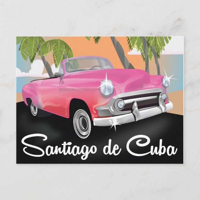 Santiago de Cuba vintage vacation travel poster. Postcard (Front)