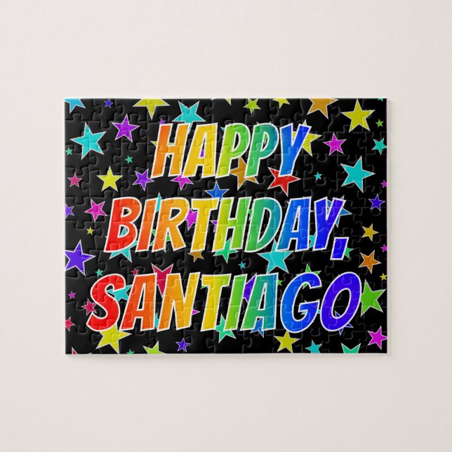 "SANTIAGO" First Name, Fun "HAPPY BIRTHDAY" Jigsaw Puzzle (Horizontal)