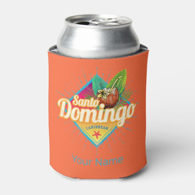 Santo Domingo Caribbean Dominican Republic Retro Can Cooler (Can Front)