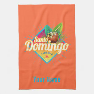 Santo Domingo Caribbean Dominican Republic Retro Tea Towel