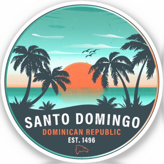 Santo Domingo Dominican Republic Retro Sunset 60s (Front)