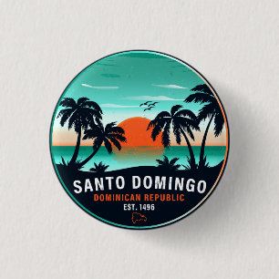 Santo Domingo Dominican Republic Retro Sunset 60s 3 Cm Round Badge