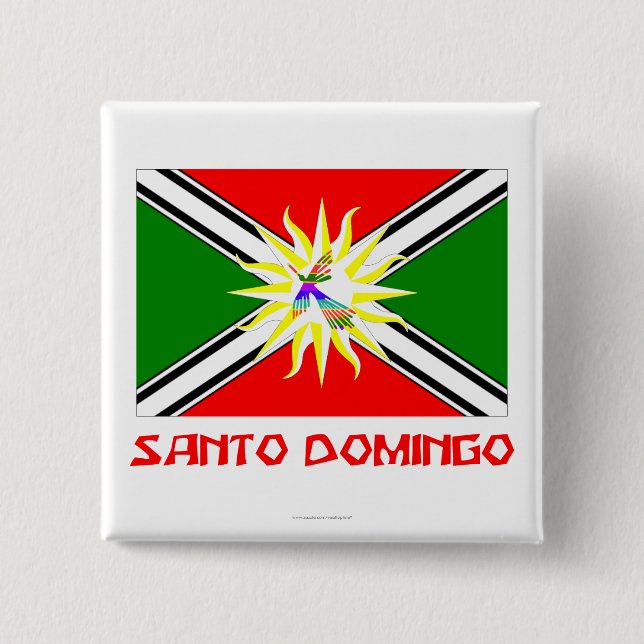 Santo Domingo flag with Name 15 Cm Square Badge (Front)