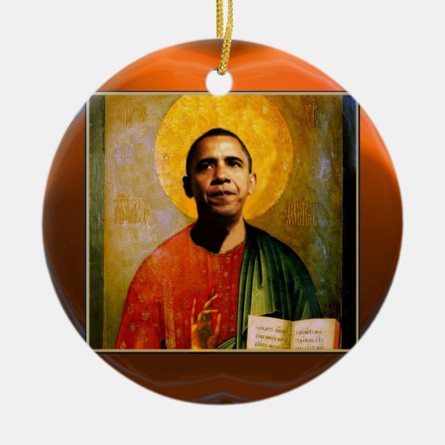 SANTOBAMA  Orange Agate Ceramic Tree Decoration (Front)