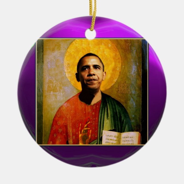 SANTOBAMA  Purple Amethyst Ceramic Tree Decoration (Front)