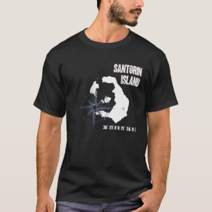 Santorin Island Mediterranean Coordinates Map Holi T-Shirt