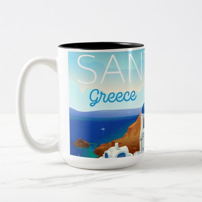 Santorin Island Two-Tone Coffee Mug (Left)