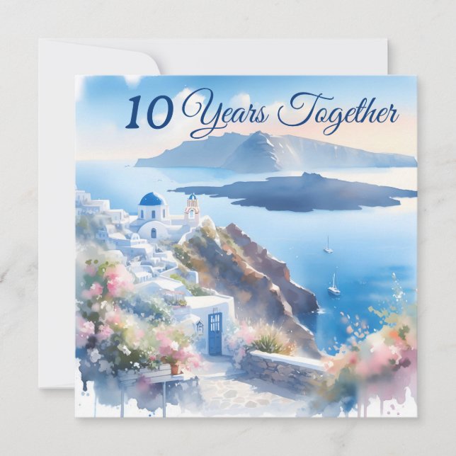 Santorini Aegan Dreamscape Wedding Anniversary Card (Front)