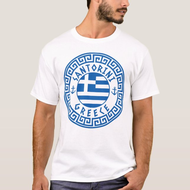 Santorini And Greece Flag - Men's White T-Shirt (Front)
