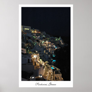 Santorini at night poster