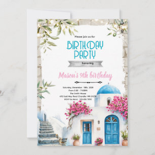 Santorini Birthday Invitation Template