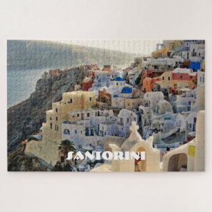 Santorini Blue and White View Greek Holiday Island Jigsaw Puzzle