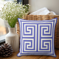 Santorini Blue Greek Key Geometric Pattern