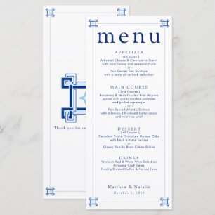 Santorini Blue Greek Key Wedding Reception Menu