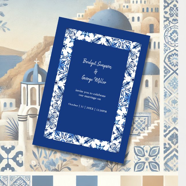 Santorini Blue Greek Wedding  Invitation (Creator Uploaded)