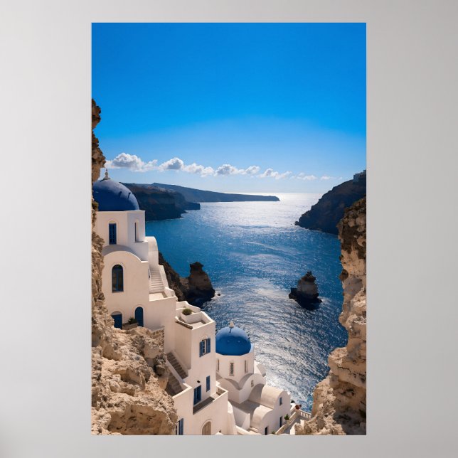 Santorini Blue Horizon Poster (Front)