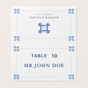 Santorini Blue Mediterranean Greek Key Place Card