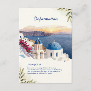 Santorini Blue Watercolor Destination Wedding Enclosure Card