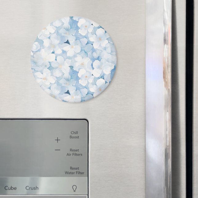 Santorini Blue White Flowers Magnet (In Situ (Fridge))