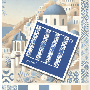 Santorini Blue & white Mediterranean Wedding Napkin