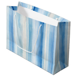Santorini Blue White Stripes Bridal Shower Large Gift Bag