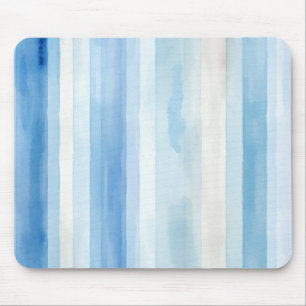 Santorini Blue White Stripes Mouse Pad
