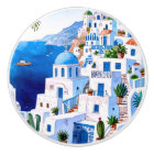Santorini by the Sea, Greece Blue Watercolor Greek