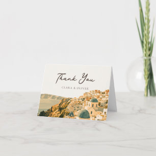 Santorini Caldera Aegean Sea View Coastal Wedding Thank You Card