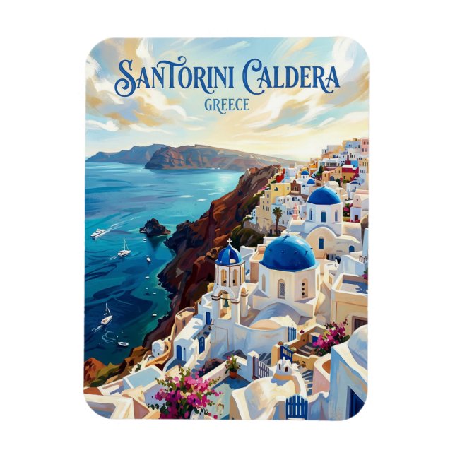 Santorini Caldera Greece Magnet (Vertical)