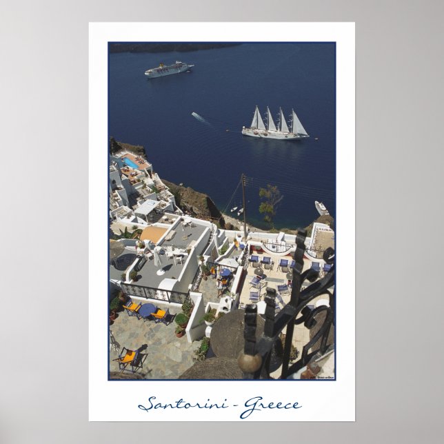 Santorini Caldiera View (film photography) Poster (Front)