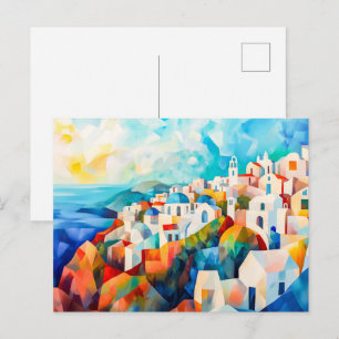 Santorini Coastline in Artistic Impression Holiday Postcard