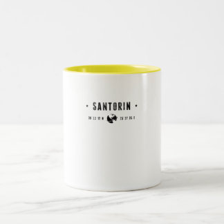 Santorini Coordinates with Globe and Stars Two-Tone Coffee Mug
