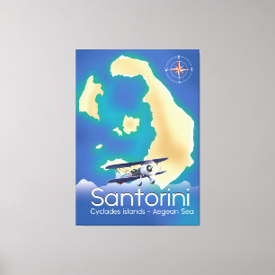 Santorini Cyclades islands Aegean Sea map Canvas Print