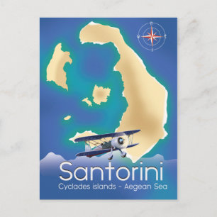 Santorini Cyclades islands Aegean Sea map Postcard