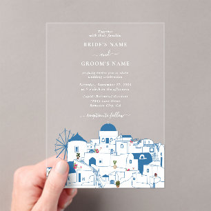 Santorini Destination Greek Island Wedding  Acrylic Invitations