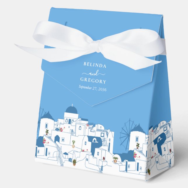 Santorini Destination Greek Island Wedding  Favour Box (Front)