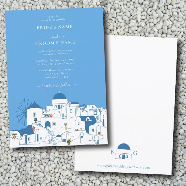 Santorini Destination Greek Island Wedding  Invitation (Santorini Destination Greek Island Wedding Invitation)