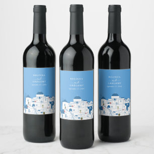Santorini Destination Greek Island Wedding Wine Label